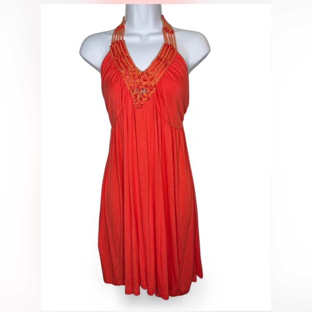 Fun 2 Fun Orange Halter Mini Dress